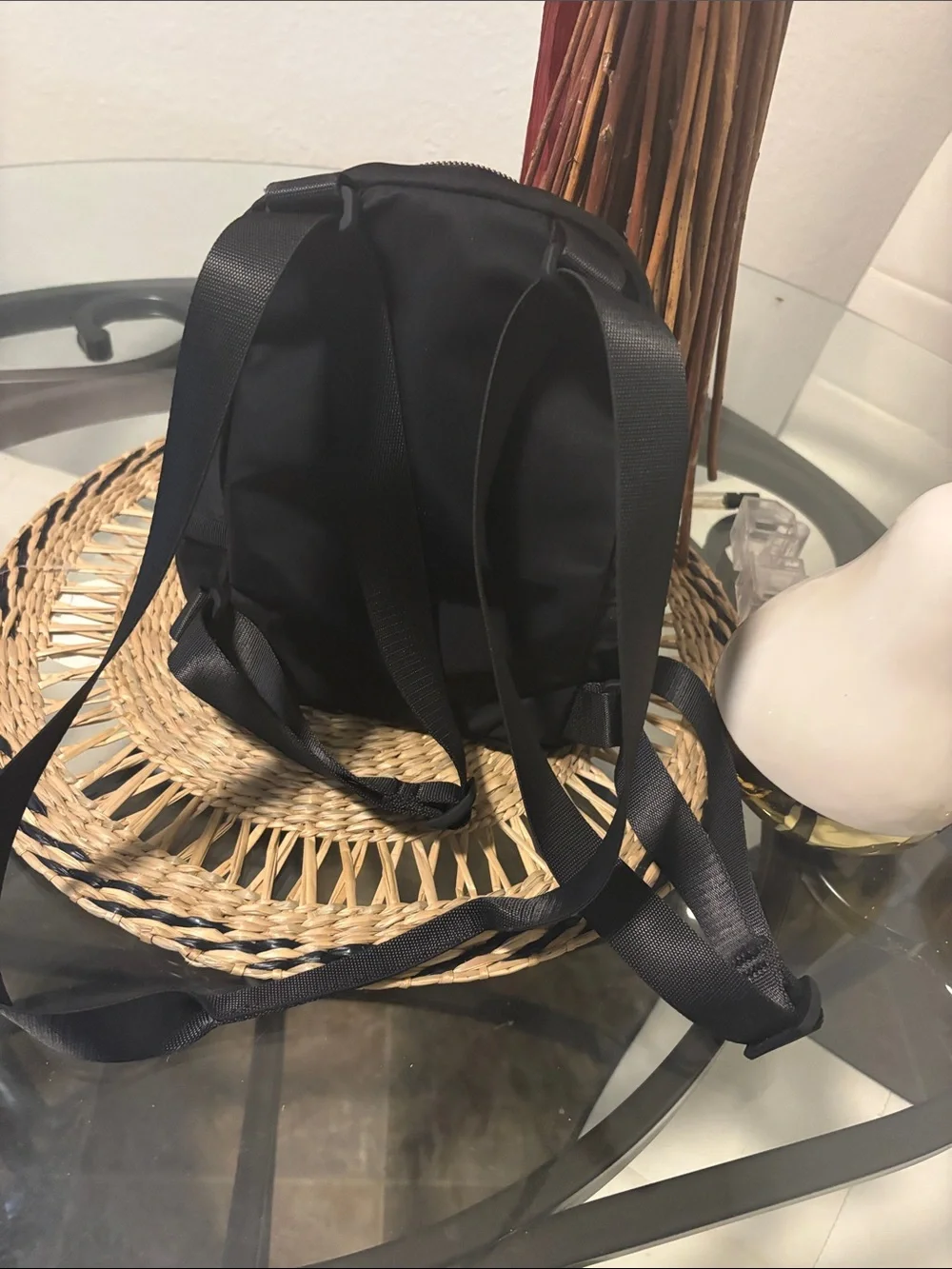 lululemon athletica Black Mini Backpack with Silver Zippers